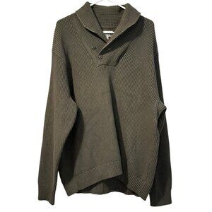DULUTH TRADING CO Brigadier‎ Shawl Collar Sweater Green Elbow Patches Sz 2XL NEW
